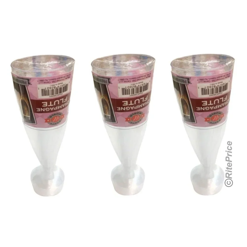 18 Pcs Champagne Flutes Disposable Clear Plastic Wine Glasses Party (3 Pack)-New